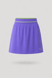Women's violet golf skort with A-line silhouette and comfortable wide waistband