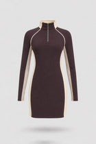 The Long Sleeve Zip Golf Dress - Cocoa
