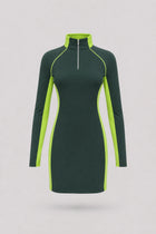 The Long Sleeve Zip Golf Dress - Evergreen
