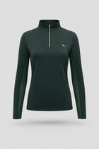 The Long Sleeve Zip Neck Golf Top - Evergreen