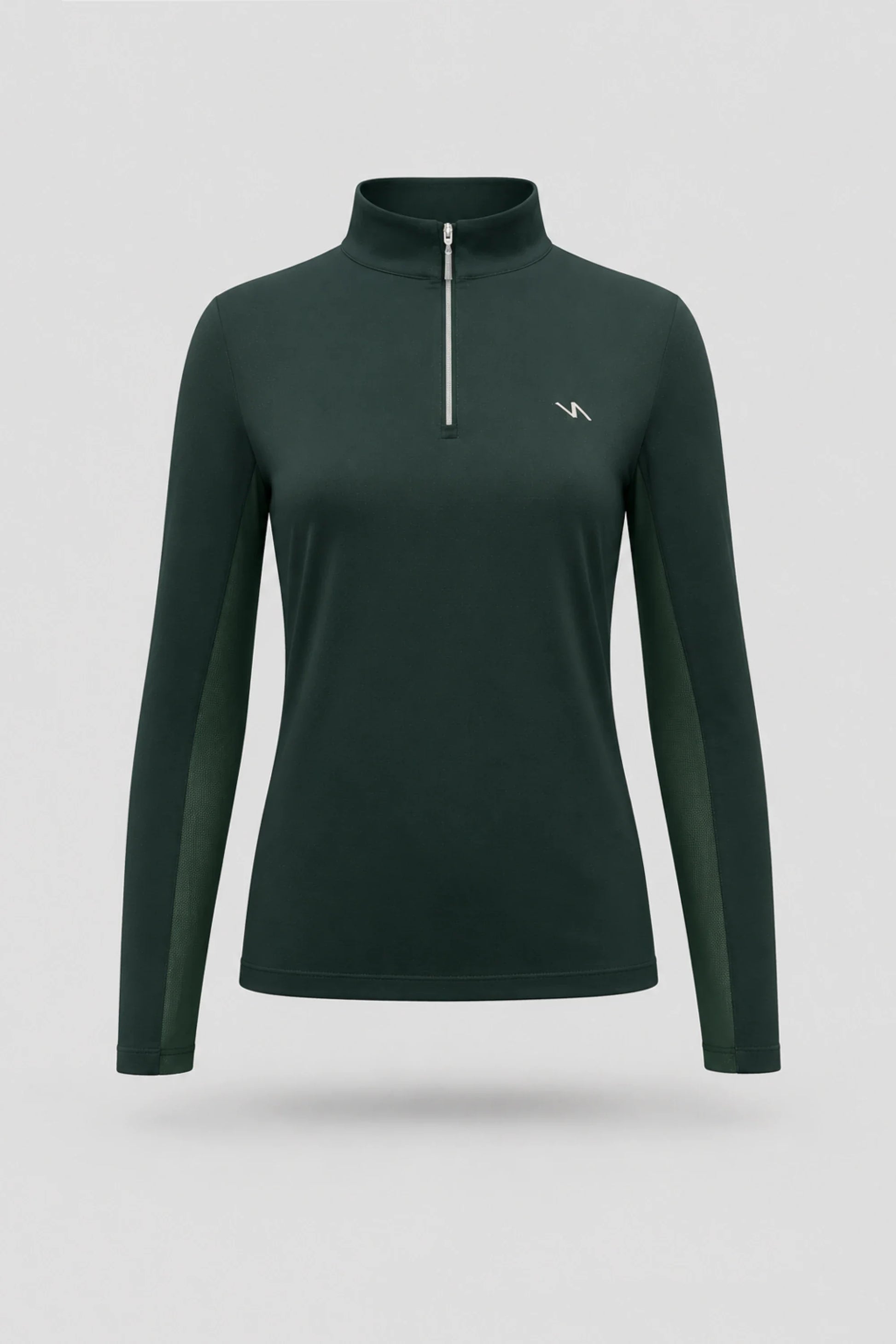 Women's Evergreen long sleeve golf top with quarter-zip collar and breathable mesh sleeve panels