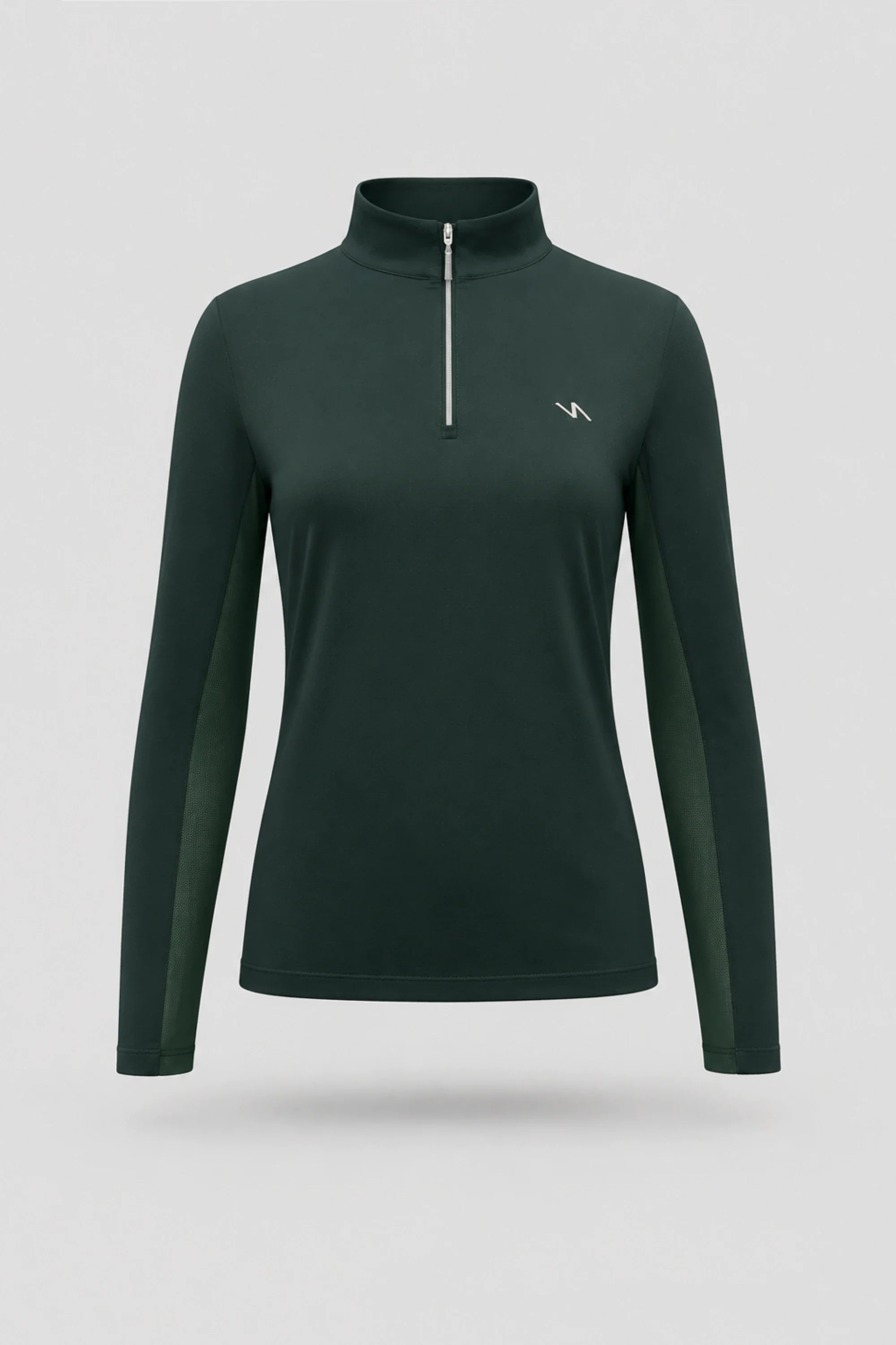 Women's Evergreen long sleeve golf top with quarter-zip collar and breathable mesh sleeve panels