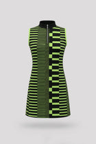 The Sleeveless Zip Golf Dress - Circuit Stripe