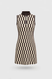 Women's patterned sleeveless golf dress in Verona Print design with streamlined athletic silhouette