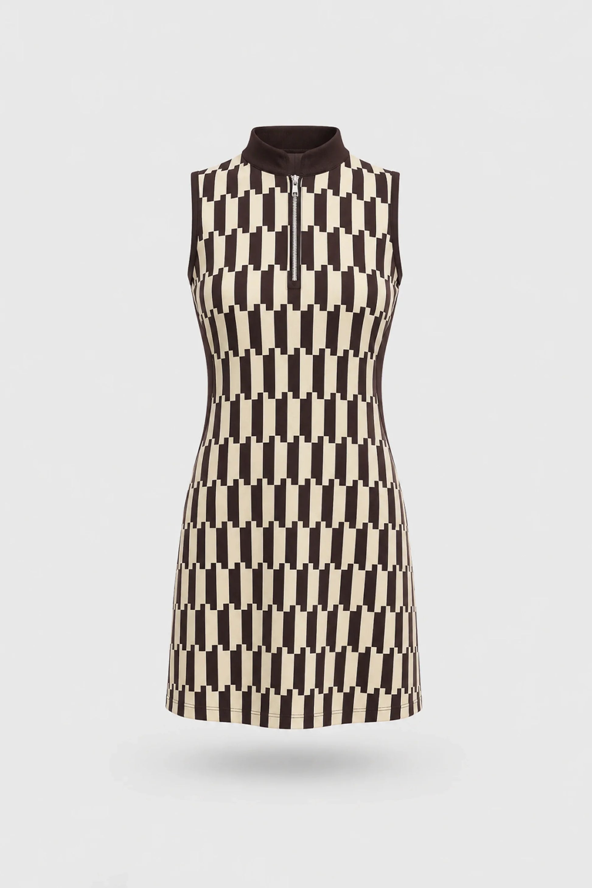 Women's patterned sleeveless golf dress in Verona Print design with streamlined athletic silhouette