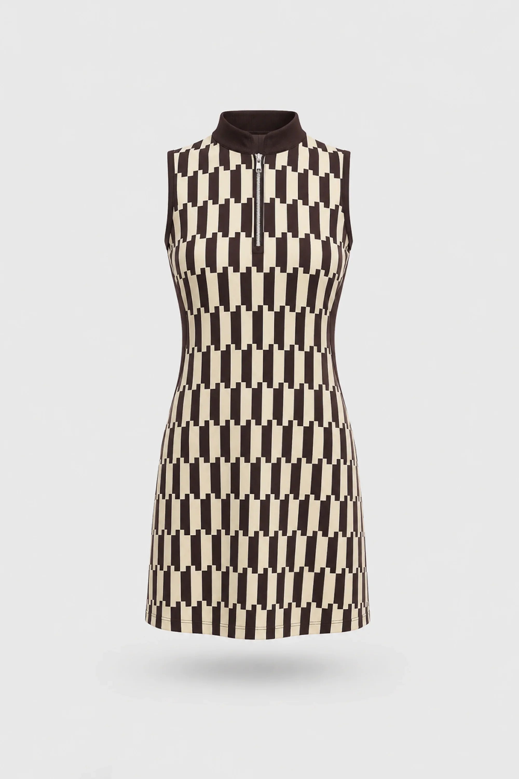 Women's patterned sleeveless golf dress in Verona Print design with streamlined athletic silhouette