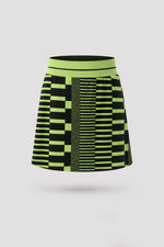 Women's patterned golf skort in Circuit Stripe design with A-line silhouette and comfortable wide waistband
