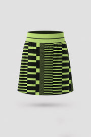 Women's patterned golf skort in Circuit Stripe design with A-line silhouette and comfortable wide waistband