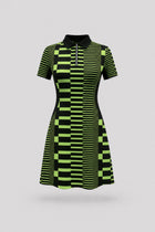 The Contour Zip Polo Golf Dress - Circuit Stripe