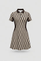 The Contour Zip Polo Golf Dress - Verona Print