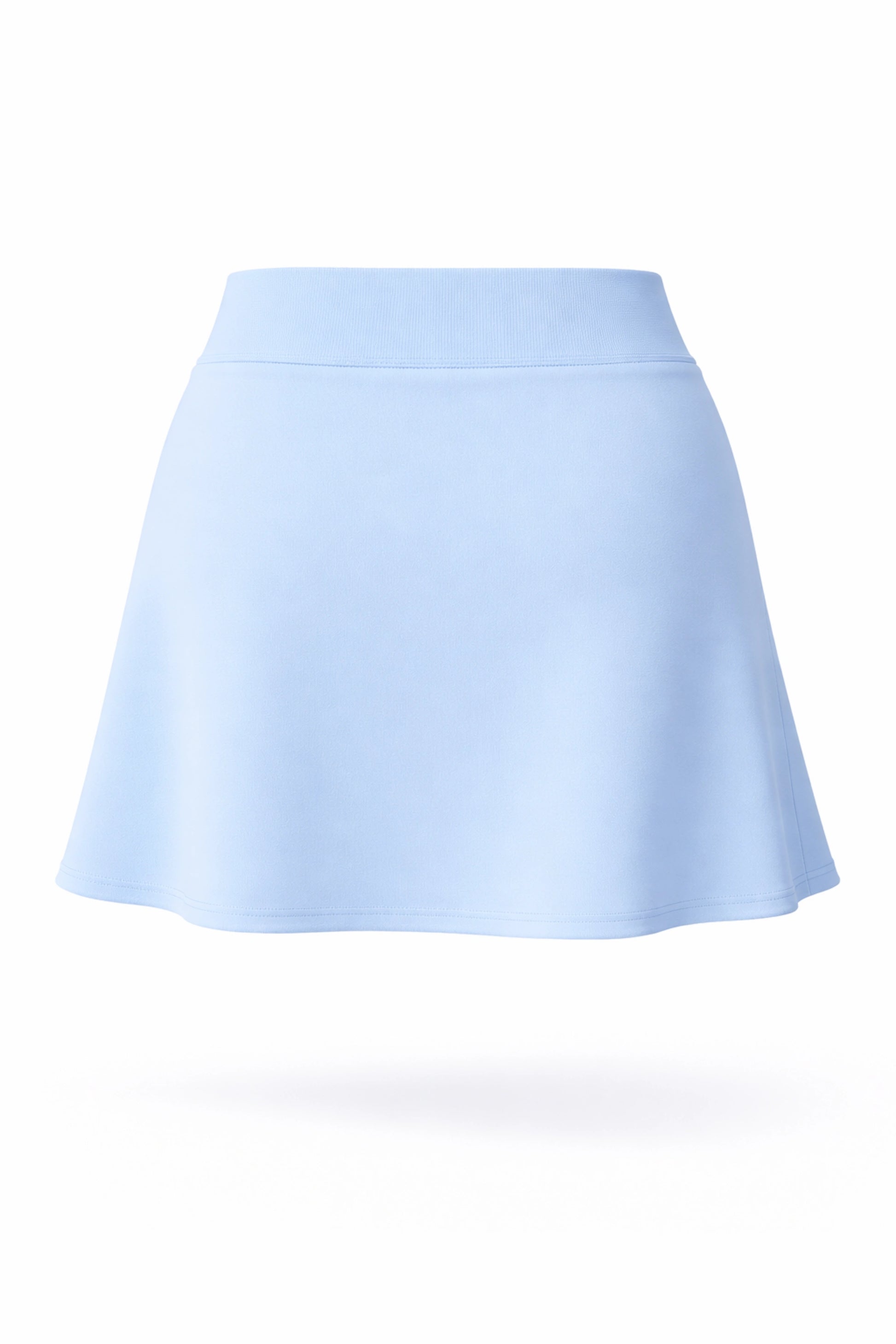 Back view of women’s periwinkle blue A-line UPF 50+ golf skort