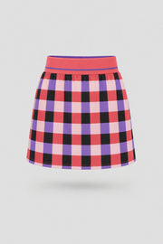 Women's plaid golf skort in Match Plaid print with A-line silhouette and wide waistband