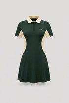 The Contour Zip Polo Golf Dress - Evergreen