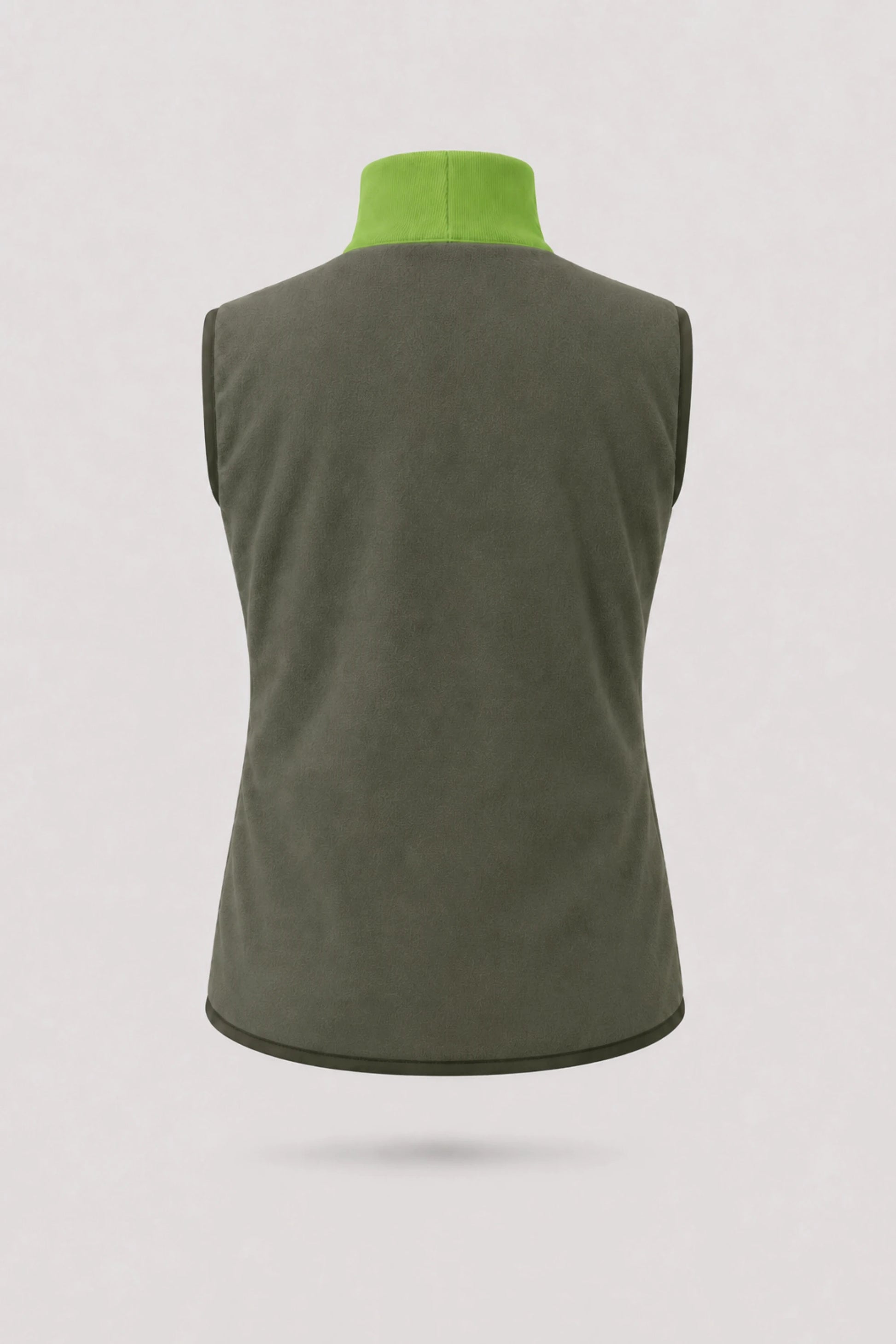 Back view of women's reversible puffer vest showing smooth reverse finish and lightweight insulated construction