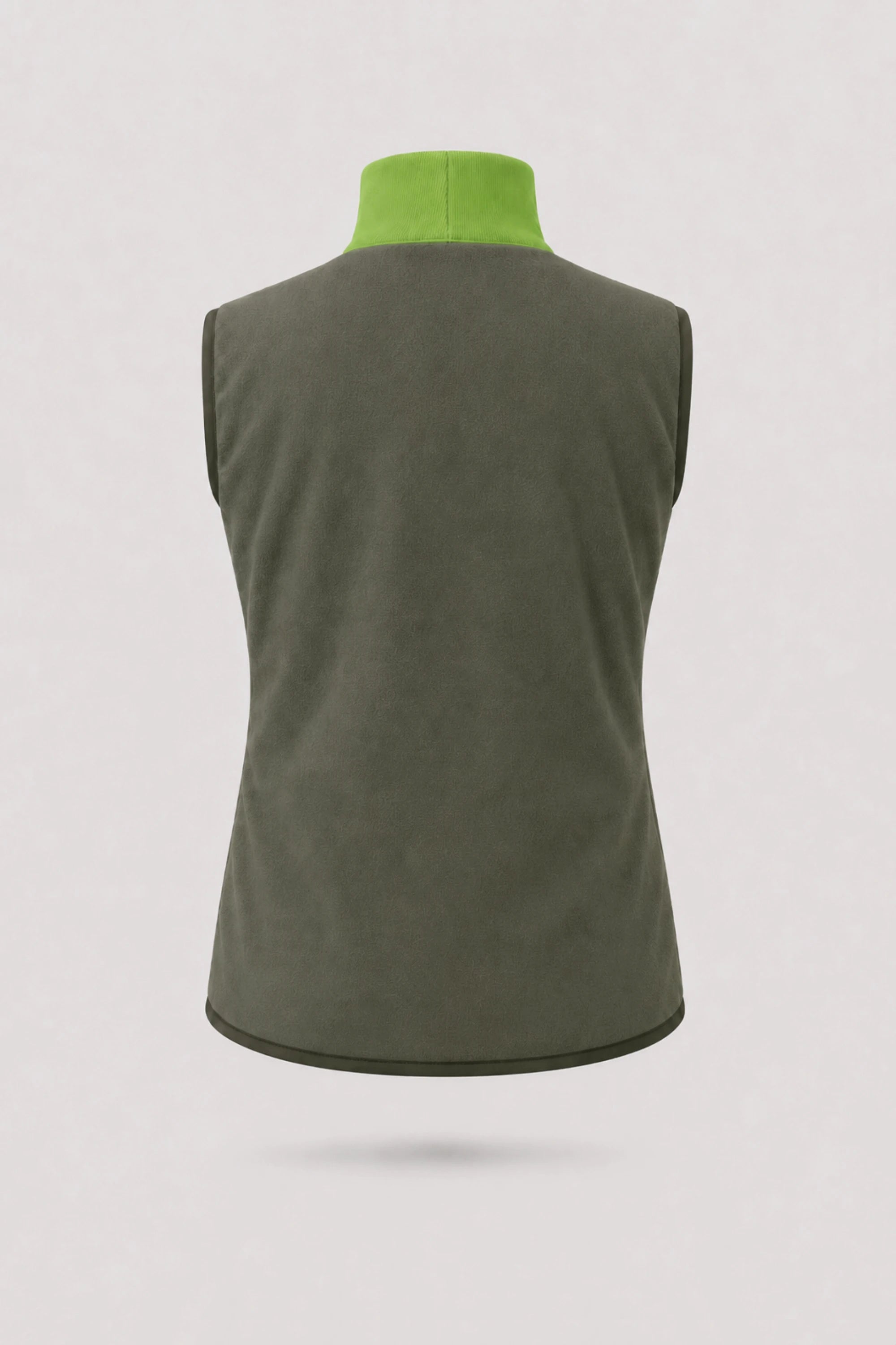 Back view of women's reversible puffer vest showing smooth reverse finish and lightweight insulated construction