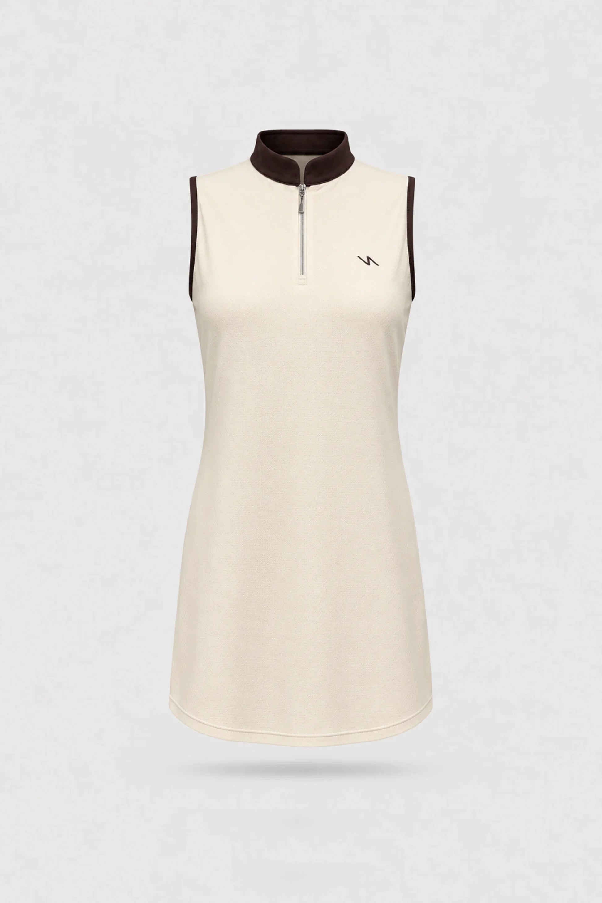 Women's Cream sleeveless golf dress with streamlined feminine silhouette and lightweight stretch performance fabric