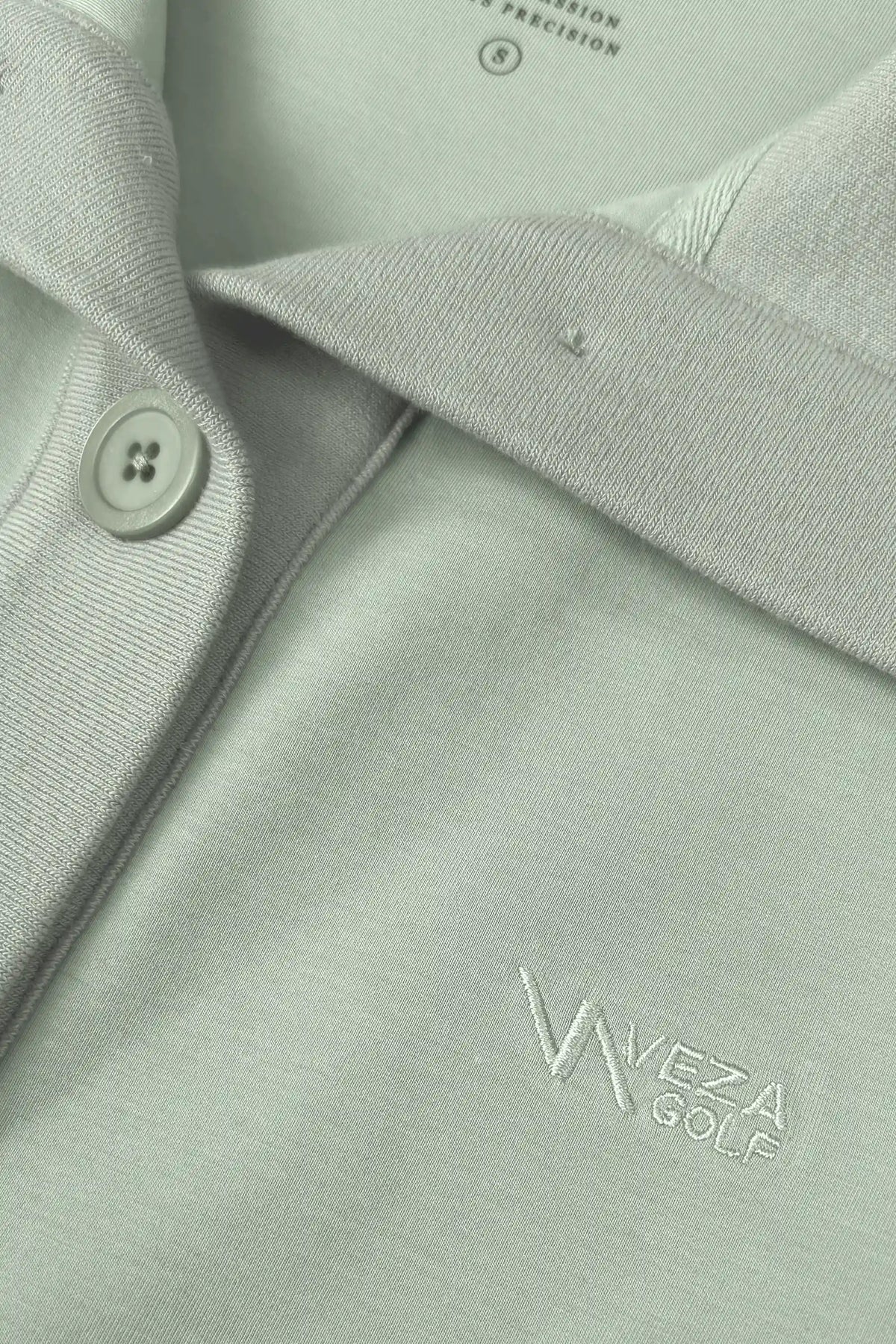 Sage Mist women’s sleeveless golf dress with convertible collar, button detail and VEZA GOLF embroidery