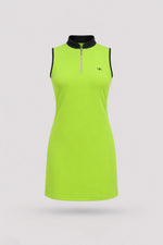 Women's Volt Green sleeveless golf dress with streamlined athletic silhouette and lightweight stretch fabric