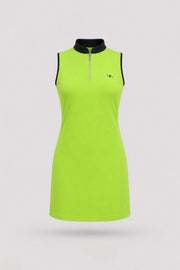 Women's Volt Green sleeveless golf dress with streamlined athletic silhouette and lightweight stretch fabric