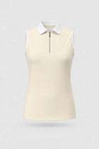 The Sleeveless Zip Neck Golf Polo - Cream