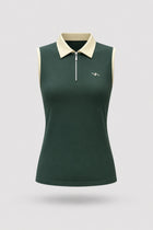 The Sleeveless Zip Neck Golf Polo - Evergreen