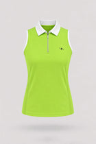 The Sleeveless Zip Neck Golf Polo - Volt Green