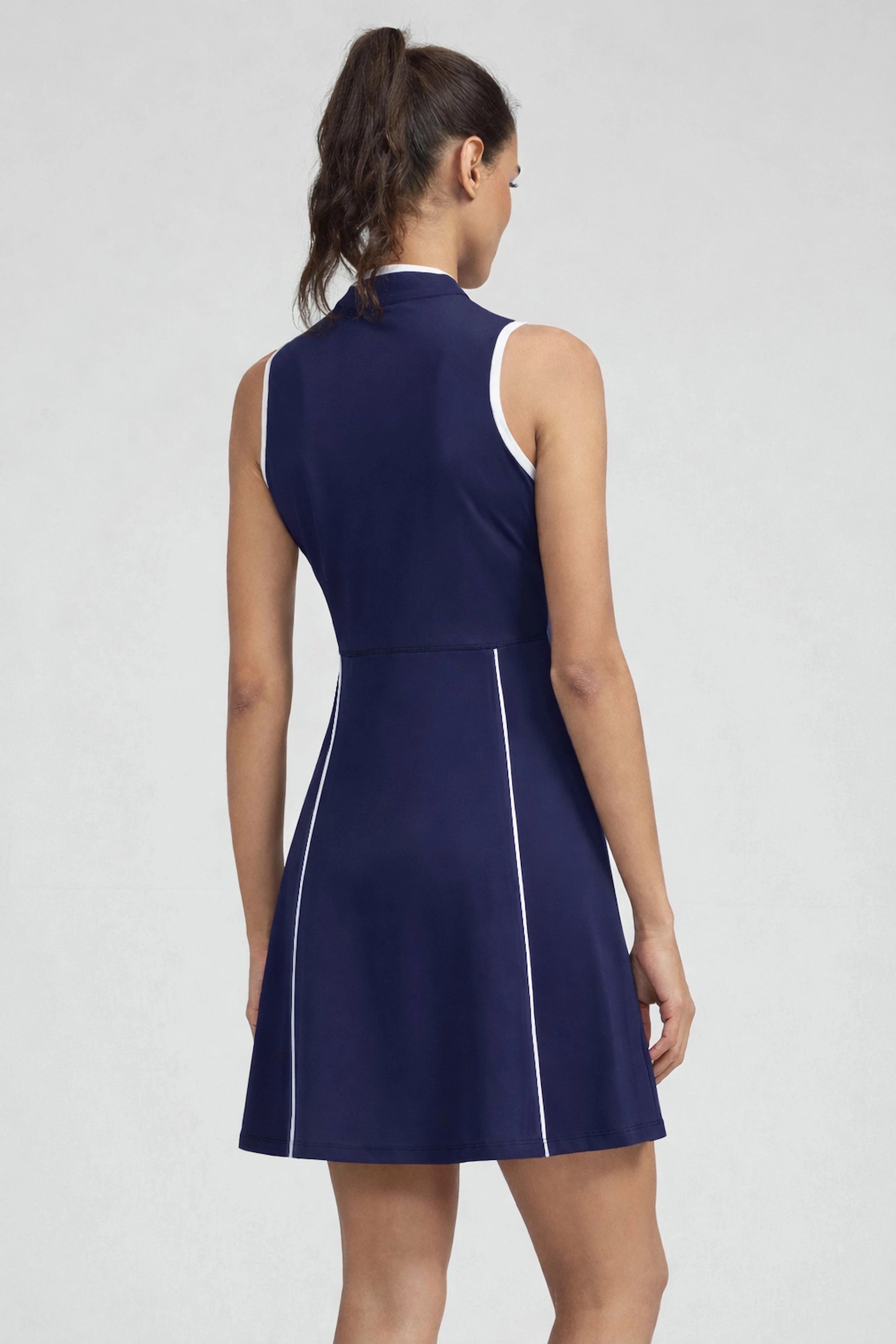 Back view of women’s Midnight Swing sleeveless golf dress