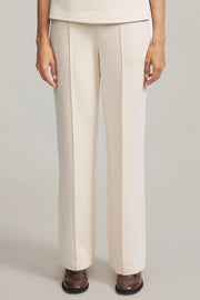 Women's straight-leg pants in Oatmilk with a clean silhouette and defined front seams