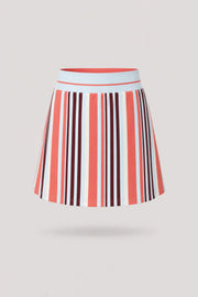 Women's striped golf skort in Resort Stripe print with lightweight stretch fabric and comfortable waistband