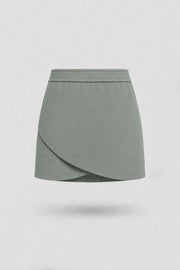 Women's Sage Grey wrap golf skort with elegant wrap-front silhouette and soft stretch fabric