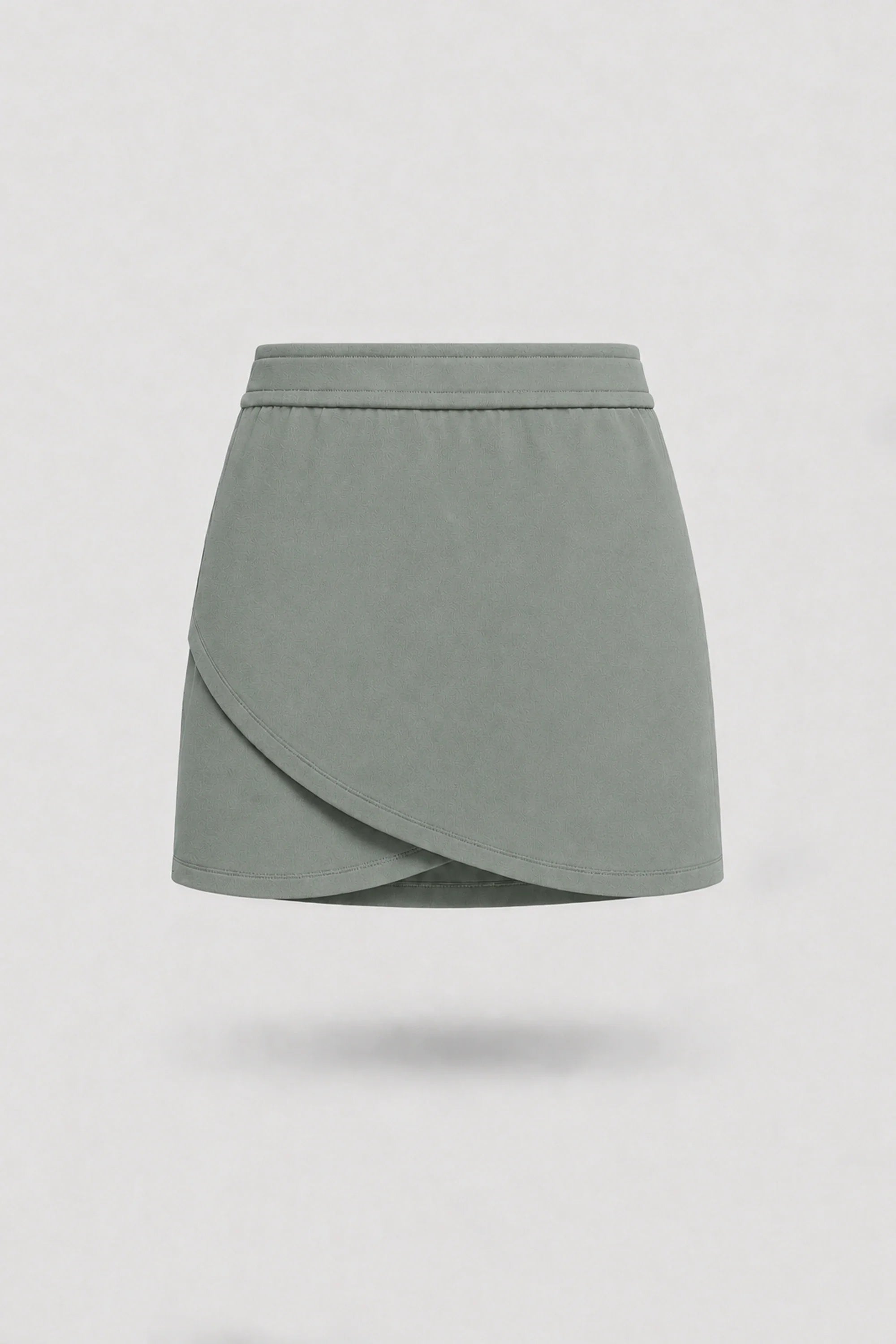 Women's Sage Grey wrap golf skort with elegant wrap-front silhouette and soft stretch fabric