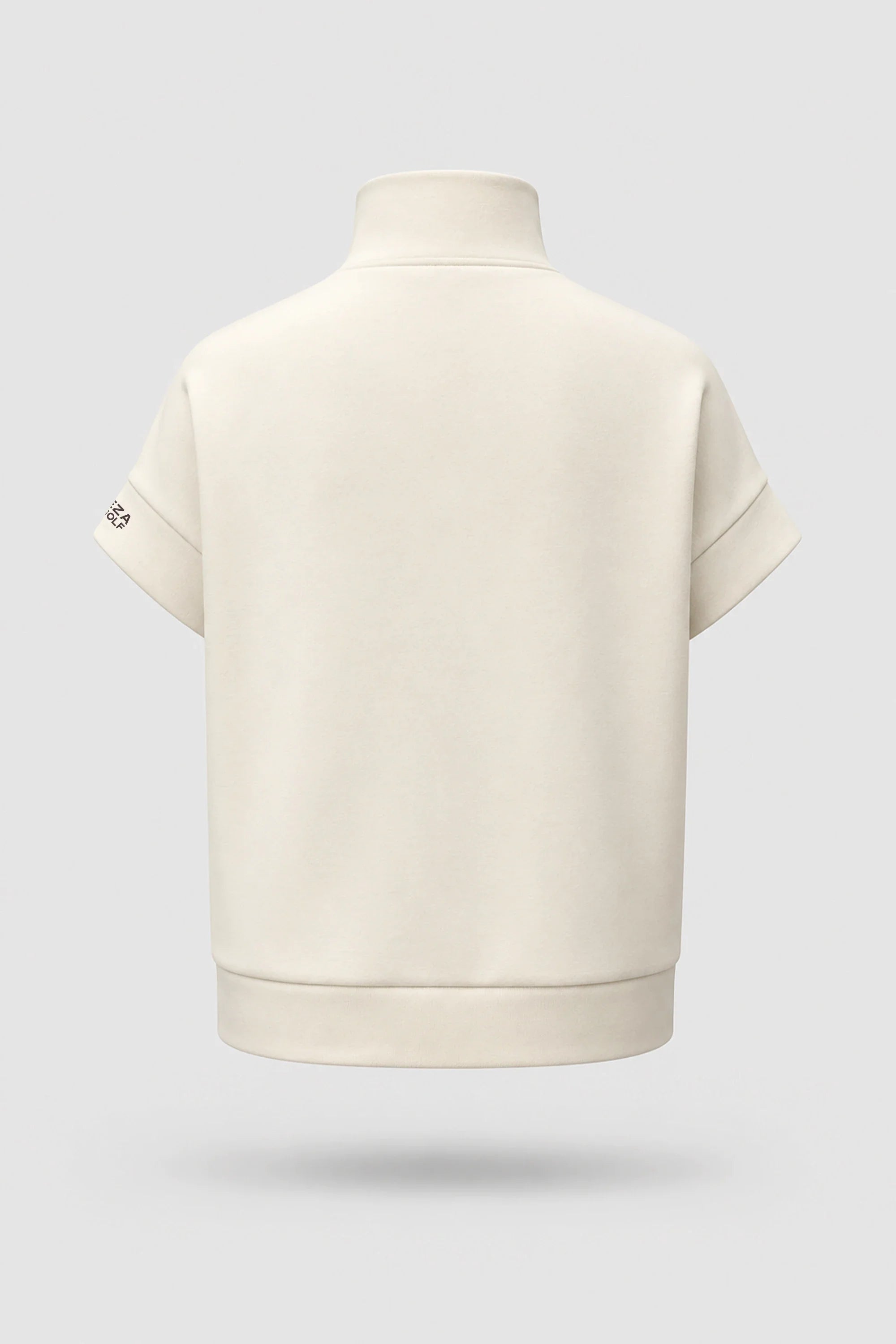 Back view of women's Ivory zip jacket with relaxed fit and soft cotton-modal fabric